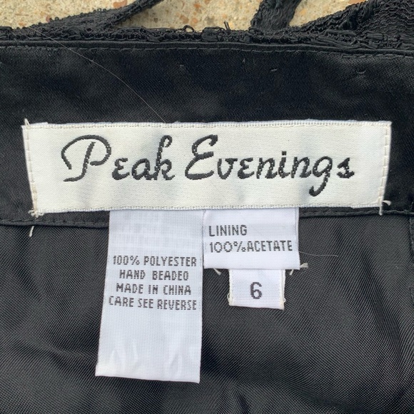 Peak Evenings Hand Beaded Black Dress Size 6 - Picture 4 of 7